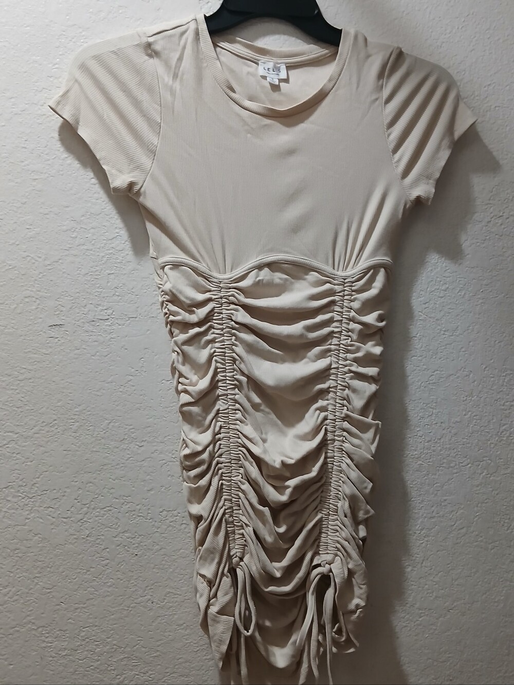 Le lis S Beige Ruched Drawstring Woman Dress